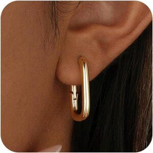 Shaped Gold Hoop Earrings – 14K Plated Statement Hoops for Women